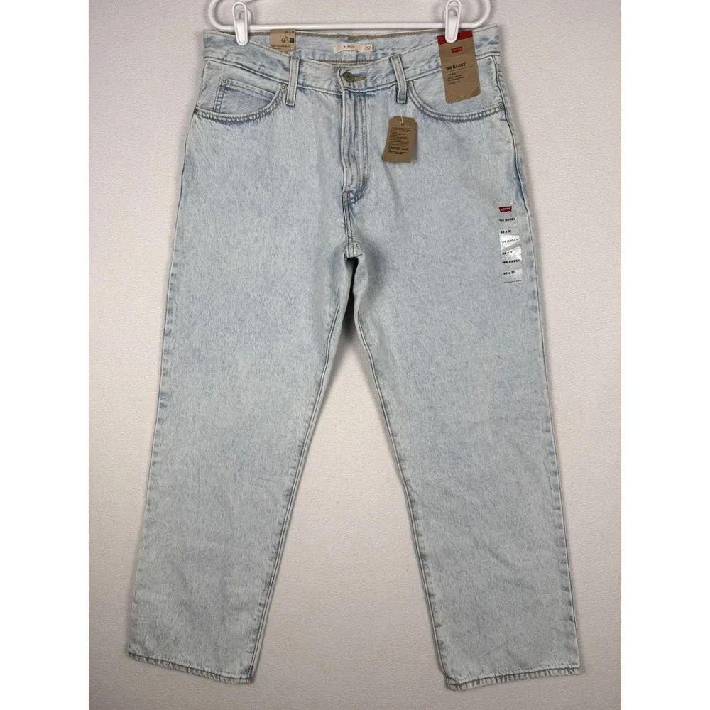 NEW Levi's 94 Baggy Jeans Womens 32x31 Light Blue Acid Wash Straight A3510-0034